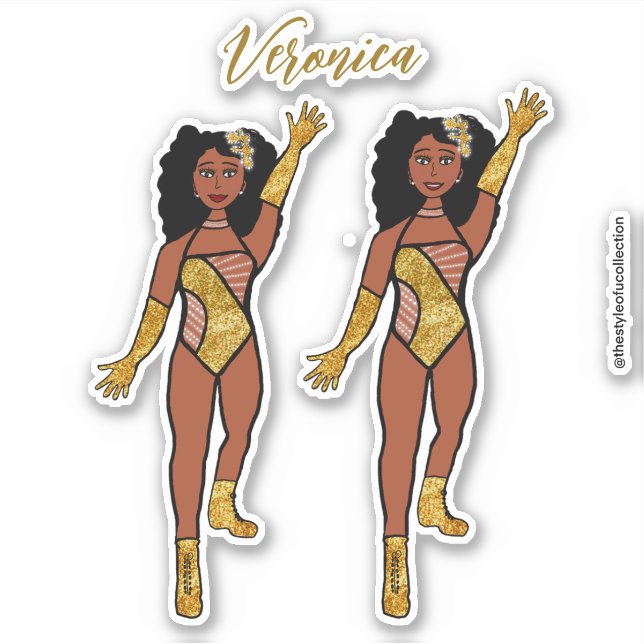 Add a Name Dancer Sticker Gold & Diamonds A (Front)