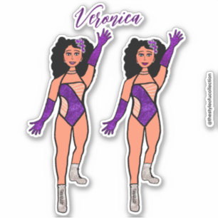 Add a Name Dancer Sticker Purple & Diamonds B