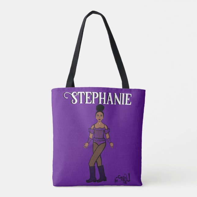 Add a Name Dancer Two Colour Purple Stones Tote (Back)