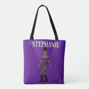 Add a Name Dancer Two Colour Purple Stones Tote Bag