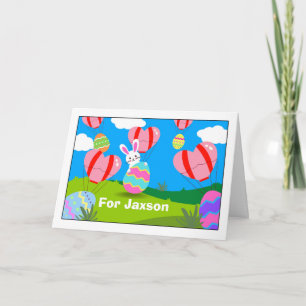 Add a Name Easter with Hot Air Balloons and Eggs Card
