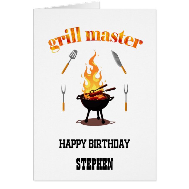 Add A Name Grill Master Birthday  (Front)