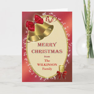 Add a name,'Merry Christmas' with bells Holiday Card