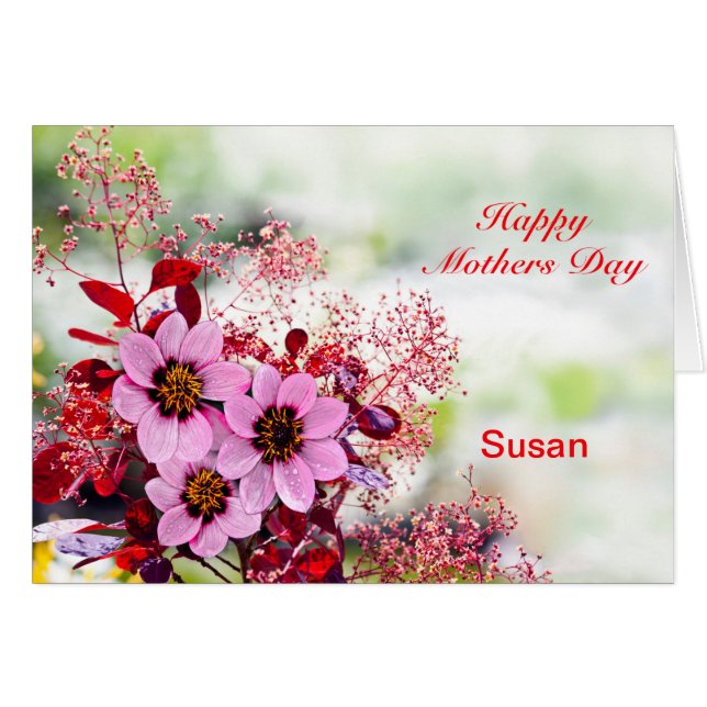 Add A Name Mothers Day Pink Flowers (Front Horizontal)