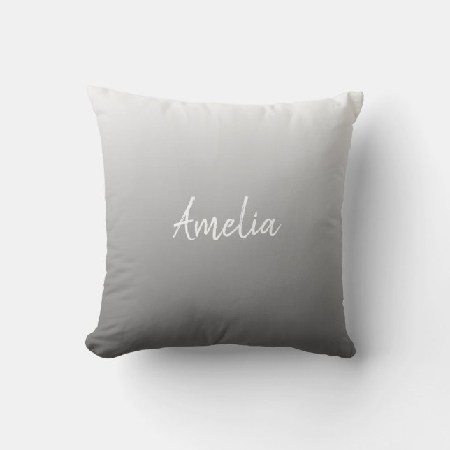 Add a name Ombre gradient grey Cushion (Front)