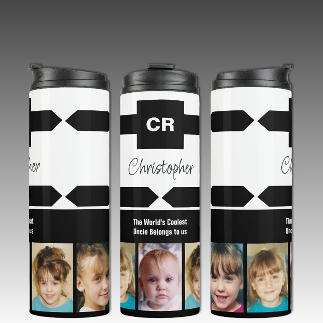 Add a name photos initials uncle black white thermal tumbler (Creator Uploaded)
