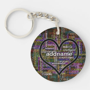 Add a Name Positive Words Key Ring