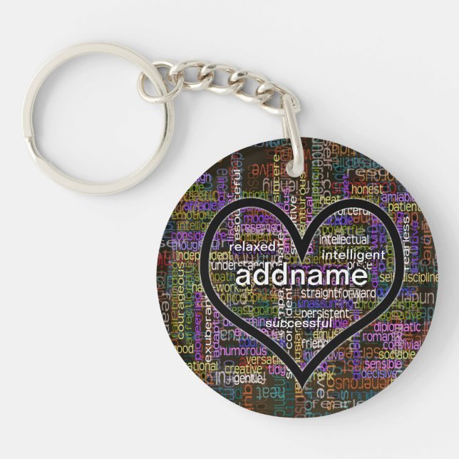 Add a Name Positive Words Key Ring (Front)