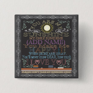 Add a Name Sunshine Vintage Chalkboard 15 Cm Square Badge
