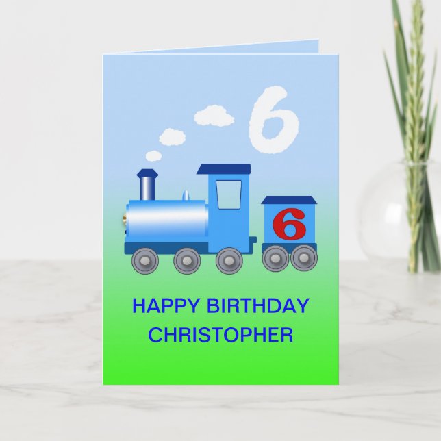 Add a name to a 6th birthday card (Front)