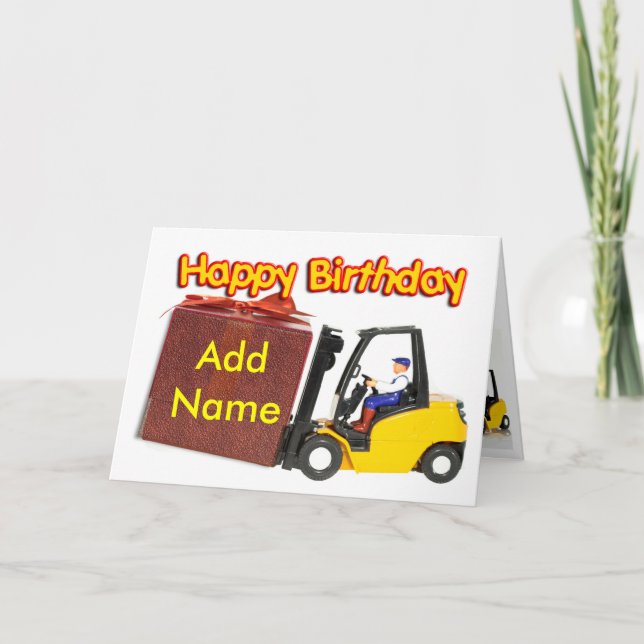 Add a name to the forklift birthday card (Front)