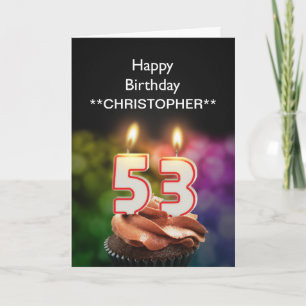 Add a name to this 53rd birthday card candles