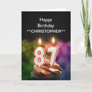 Add a name to this 87th birthday card candles