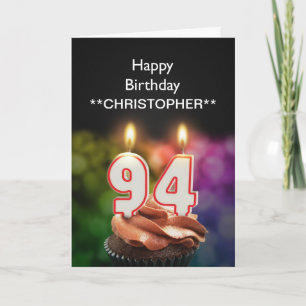 Add a name to this 94th birthday card candles