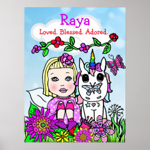 Add a Name to this Whimsical Unicorn and Fairy Poster