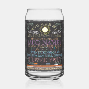 Add a Name Vintage Chalkboard Sunshine Can Glass