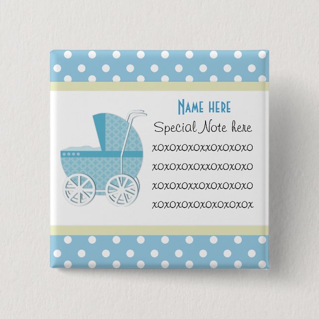 Add A Note Blue Baby Carriage Button (Front)