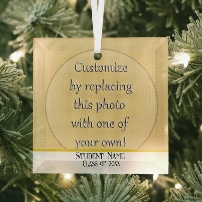 Add a Photo Graduation Glass Tree Decoration (Insitu)