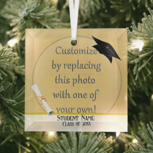 Add a Photo Graduation Glass Tree Decoration