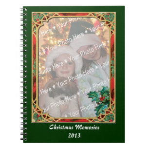 Add-A-Photo Stained Glass Frame with Holly Leaves Notebook