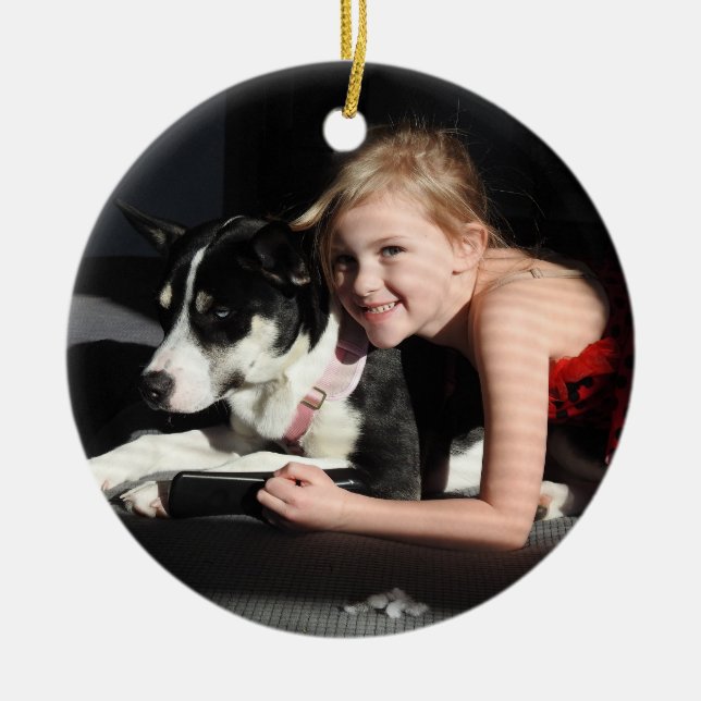 Add a Photo to this Custom Christmas Ceramic Ornament (Front)