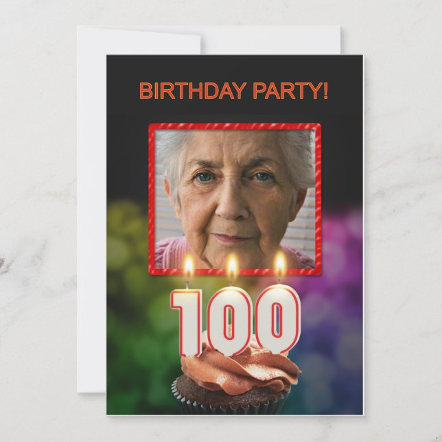 Add a picture, 100th Birthday party Invitation (Front)