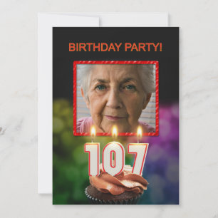 Add a picture, 107th Birthday party Invitation