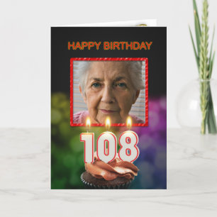 Add a picture, 108th Birthday card with Candles