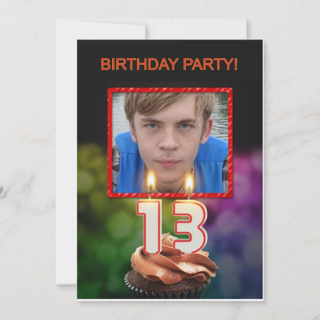 Add a picture, 13th Birthday party Invitation (Front)