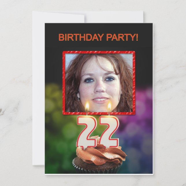 Add a picture, 22nd Birthday party Invitation (Front)