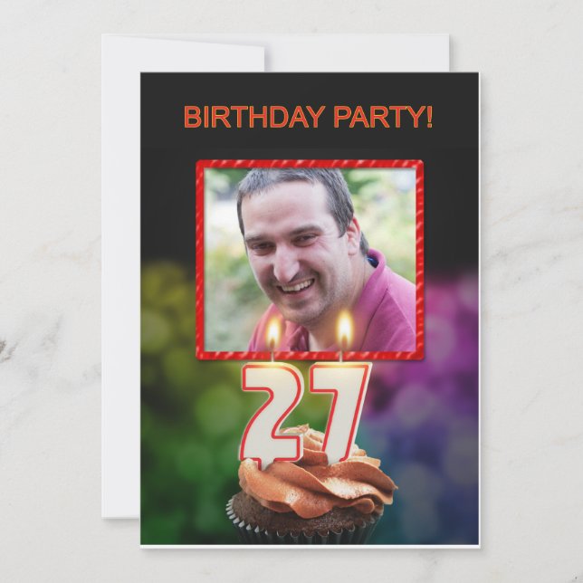 Add a picture, 27th Birthday party Invitation (Front)