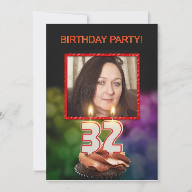 Add a picture, 32nd Birthday party Invitation (Front)