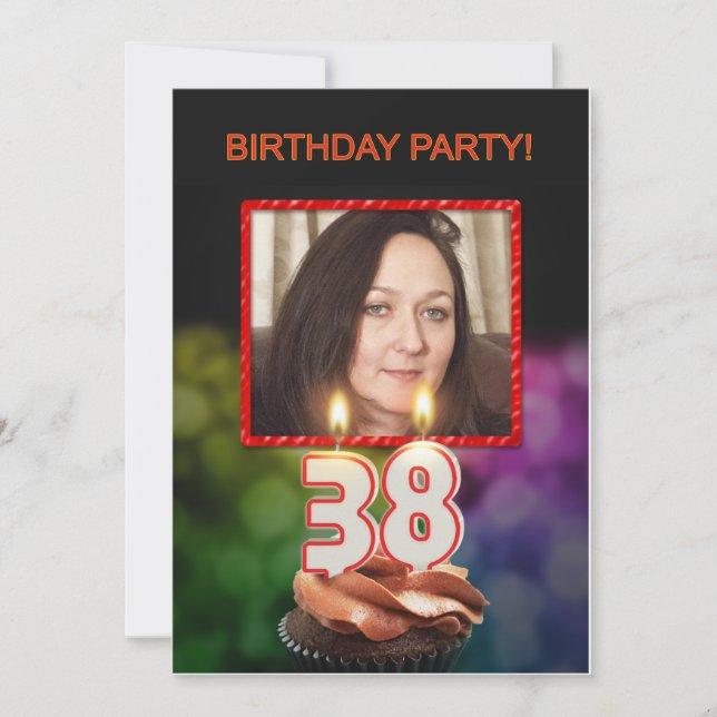 Add a picture, 38th Birthday party Invitation (Front)