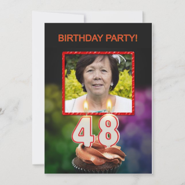 Add a picture, 48th Birthday party Invitation (Front)