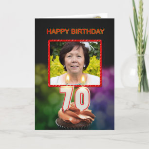 Add a picture, 70th Birthday card with Candles