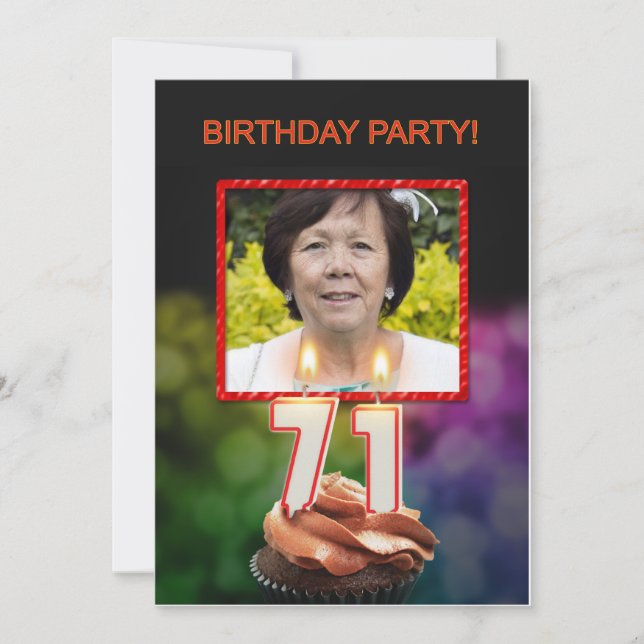 Add a picture, 71st Birthday party Invitation (Front)