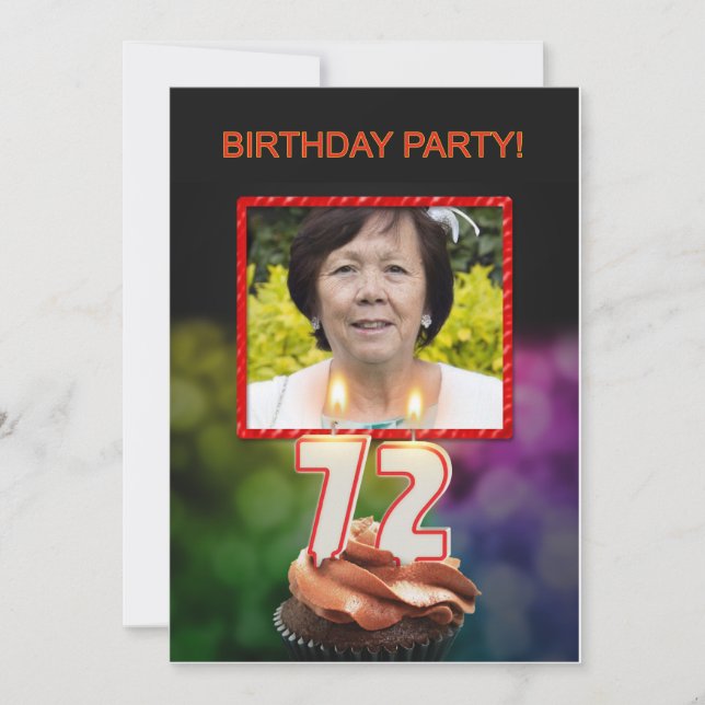 Add a picture, 72nd Birthday party Invitation (Front)