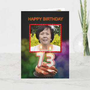 Add a picture, 73rd Birthday card with Candles