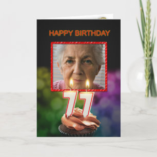 Add a picture, 77th Birthday card with Candles