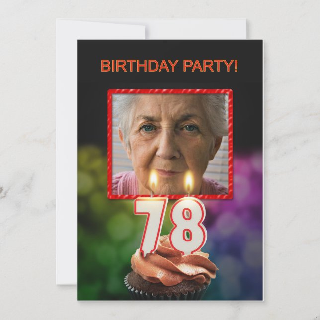 Add a picture, 78th Birthday party Invitation (Front)