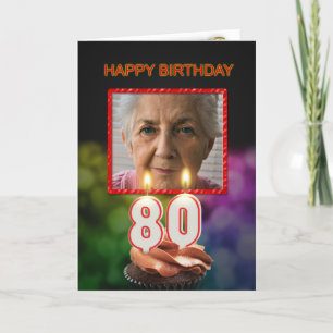 Add a picture, 80th Birthday card with Candles