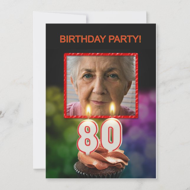 Add a picture, 80th Birthday party Invitation (Front)