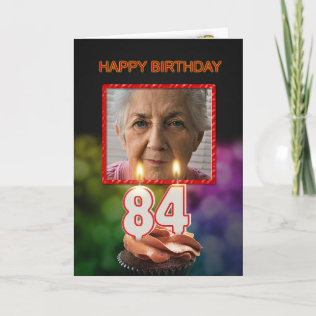 Add a picture, 84th Birthday card with Candles (Front)