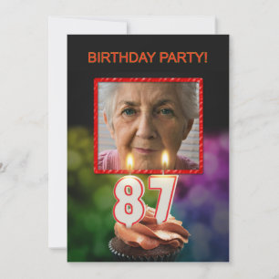Add a picture, 87th Birthday party Invitation