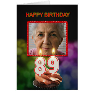 Add a picture, 89th Birthday card with Candles