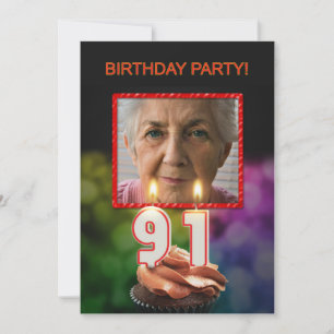 Add a picture, 91st Birthday party Invitation