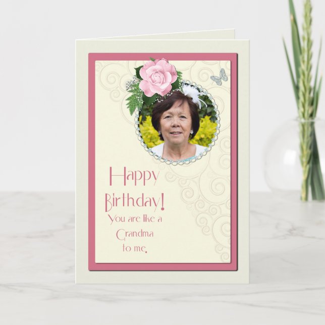Add a picture, like a grandma to me, birthday card (Front)