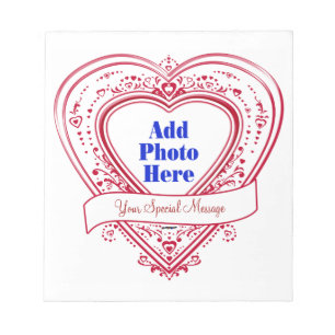 Add A Special Message Photo Red Hearts Notepad