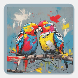 Add a Splash of Colour with Graffiti-Style Birds Square Sticker