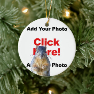 Add A Squirrel Custom Photobomb Add Photo Ceramic  Ceramic Ornament